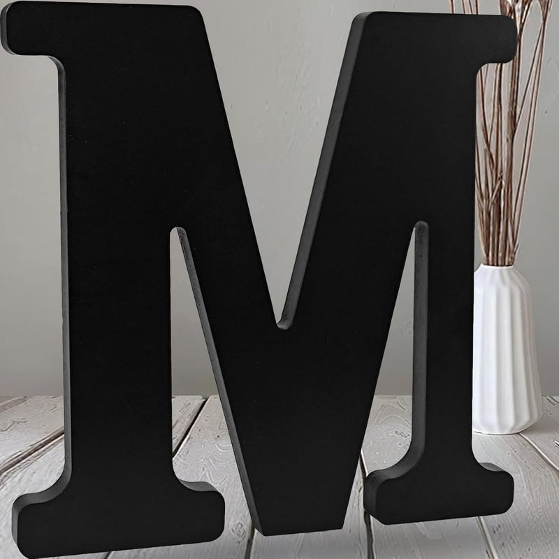 AOCEAN 12 inch Black Wood Letters Unfinished Wood Letters for Halloween Decorative Standing Letters Slices Sign Board Decoration for Craft Home Party Projects (M) - Image 1